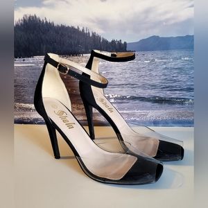 Sheln Suede and Acrylic Heels